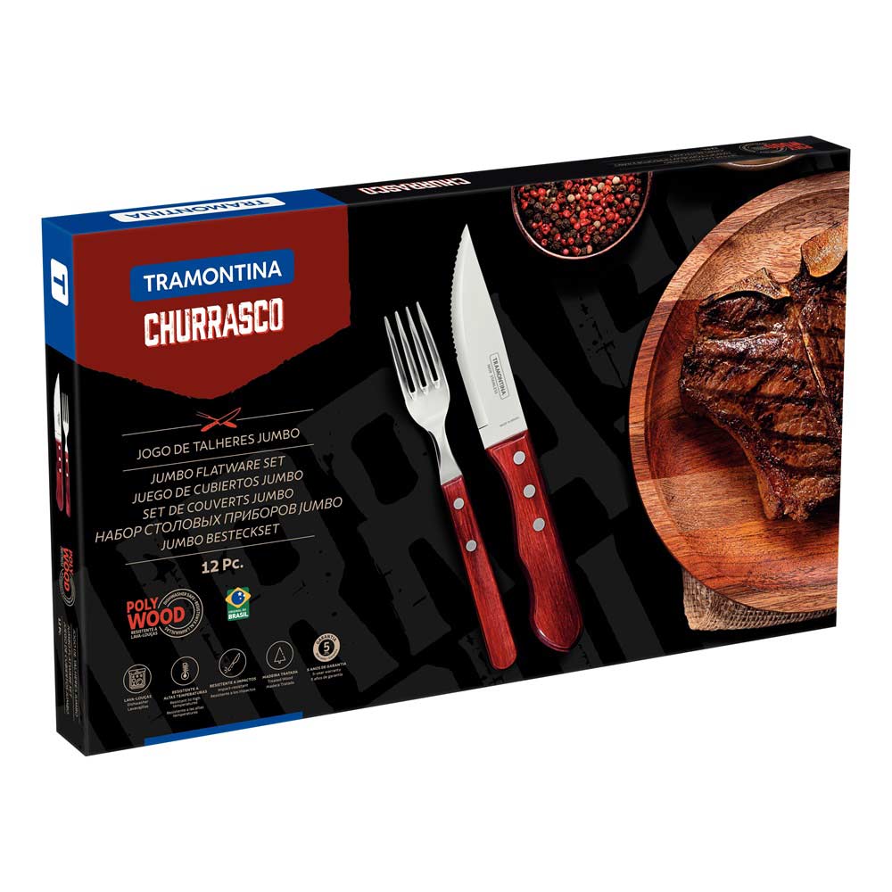 Tramontina 12 Piece Polywood Jumbo Steak Set Red - House