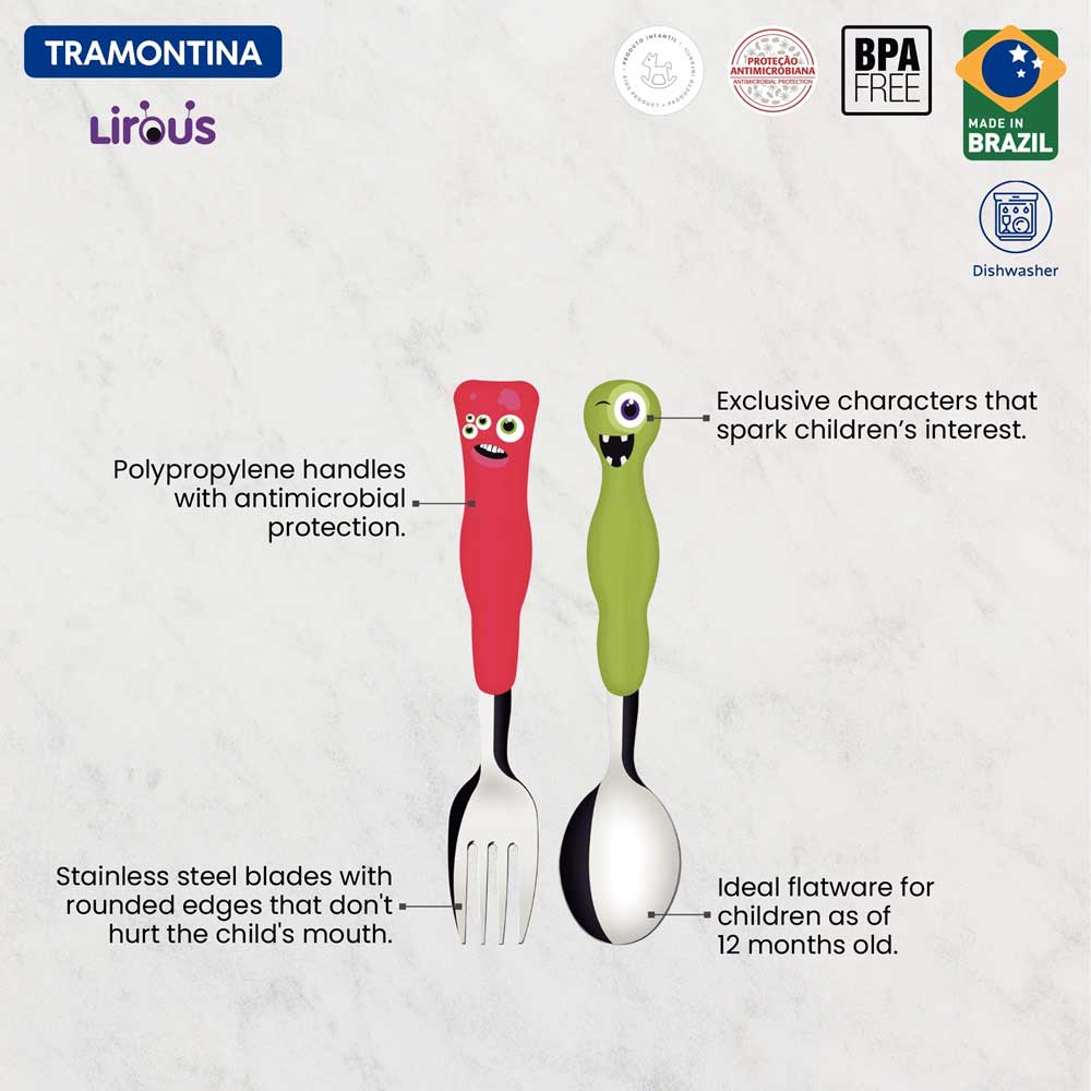 Tramontina 2 Piece Children's Tableware Set Monster handles - House
