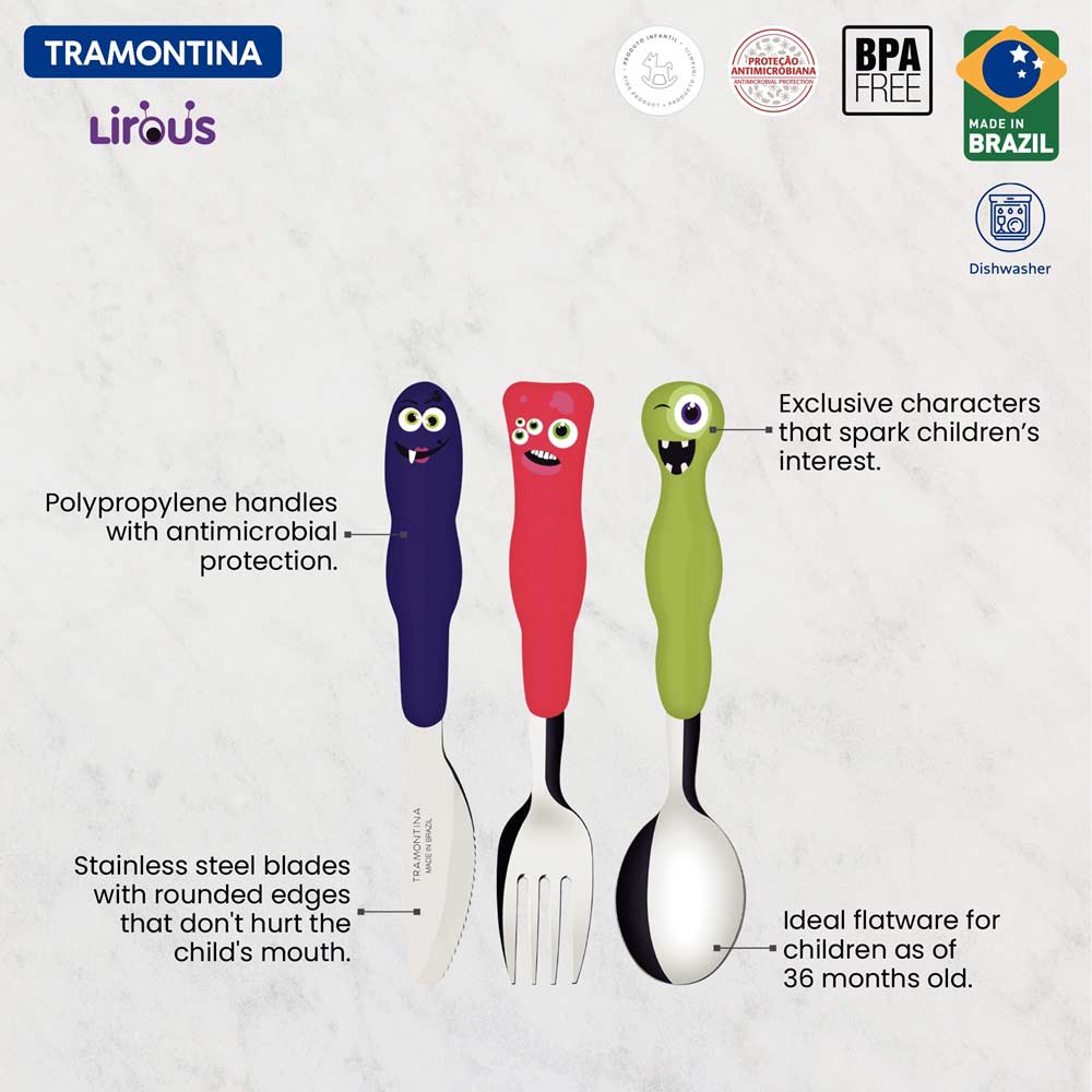 Tramontina 3 Piece Children's Tableware Set Monster - House