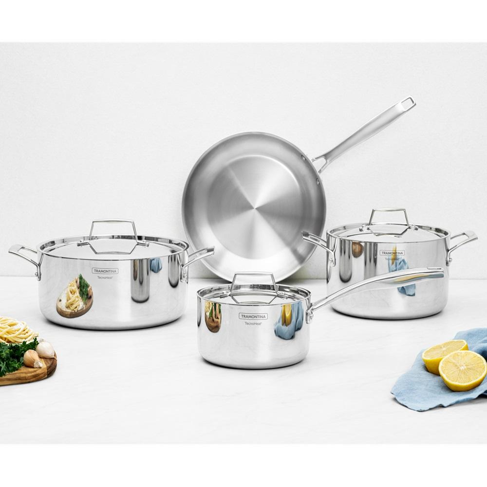 Tramontina Grano 4 Piece Triply Clad Cookware Set with Stainless Steel Lids