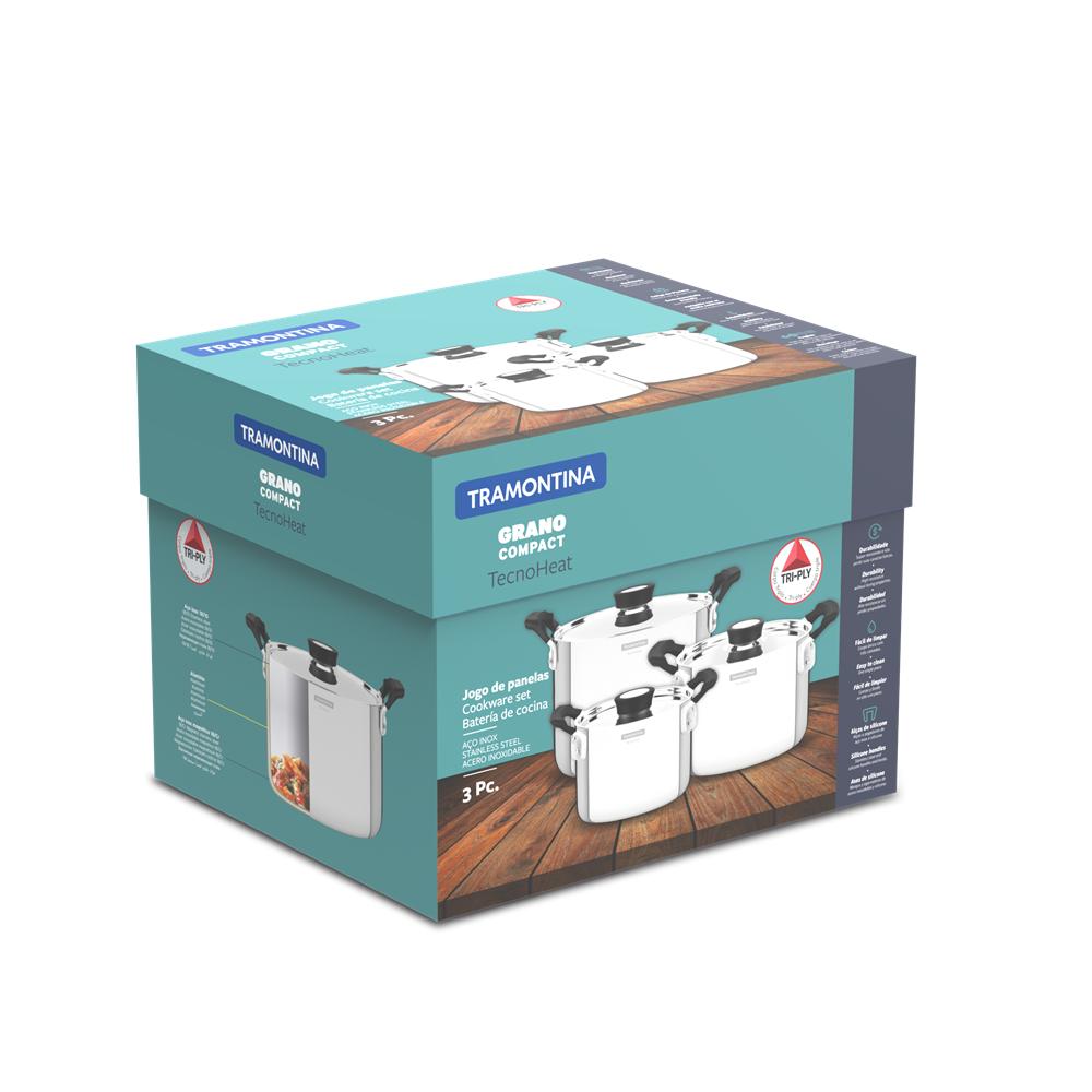 Tramontina Grano Compact 3 Piece Triply Clad Cookware Set