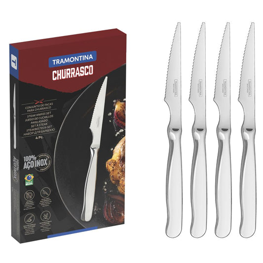 Tramontina Churrasco 4 Piece Steak Knife Set Stainless Steel