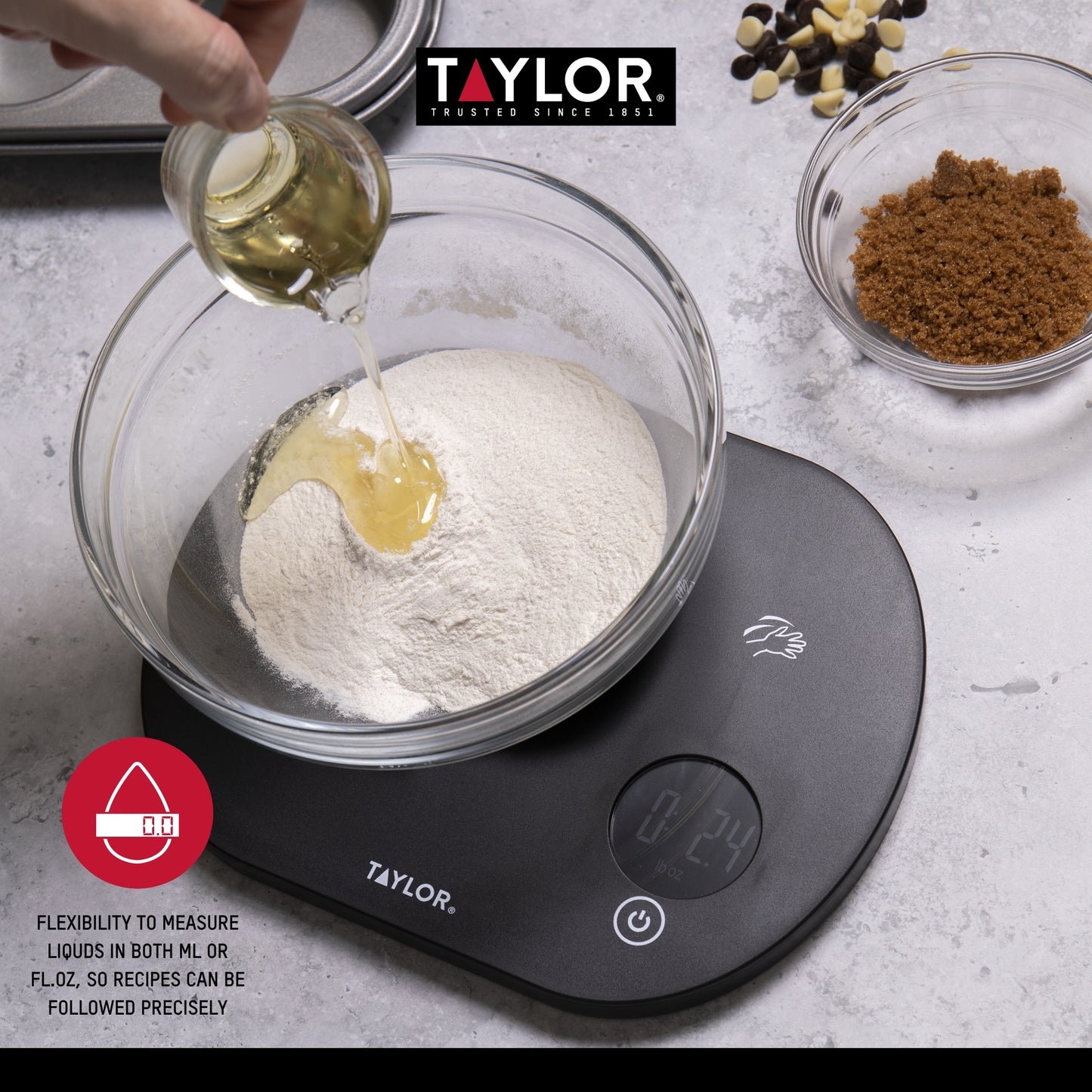 Taylor Touchless Tare Digital Dual Kitchen Scale 5.5kg