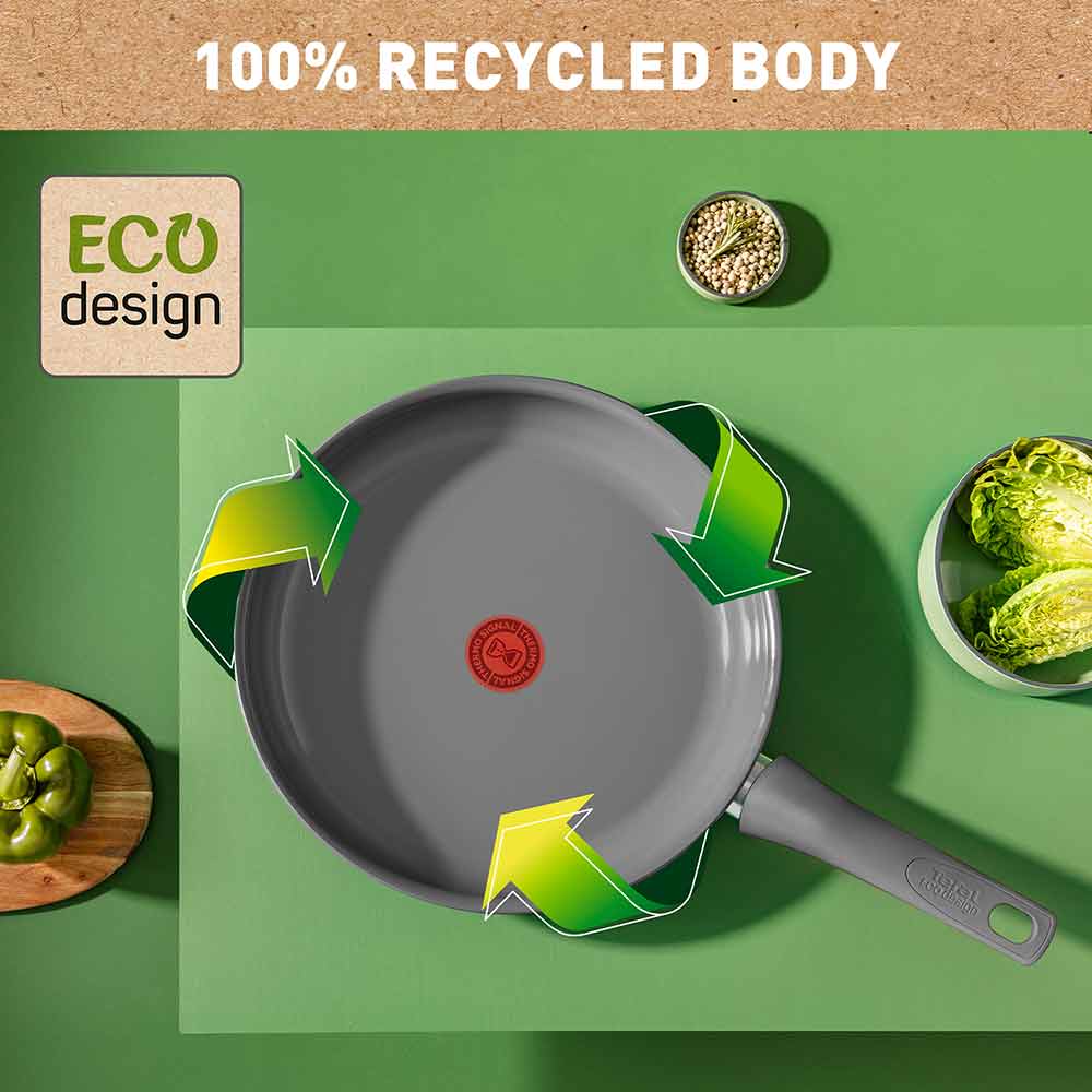 Tefal Revive Ceramic Induction Non-Stick Frypan recycled body infographic at House