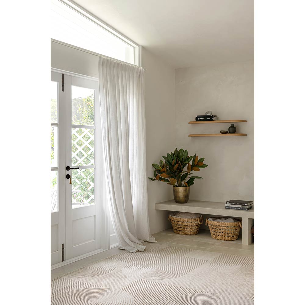 Darren Palmer Raking Rug Linen Cream in entry room at House
