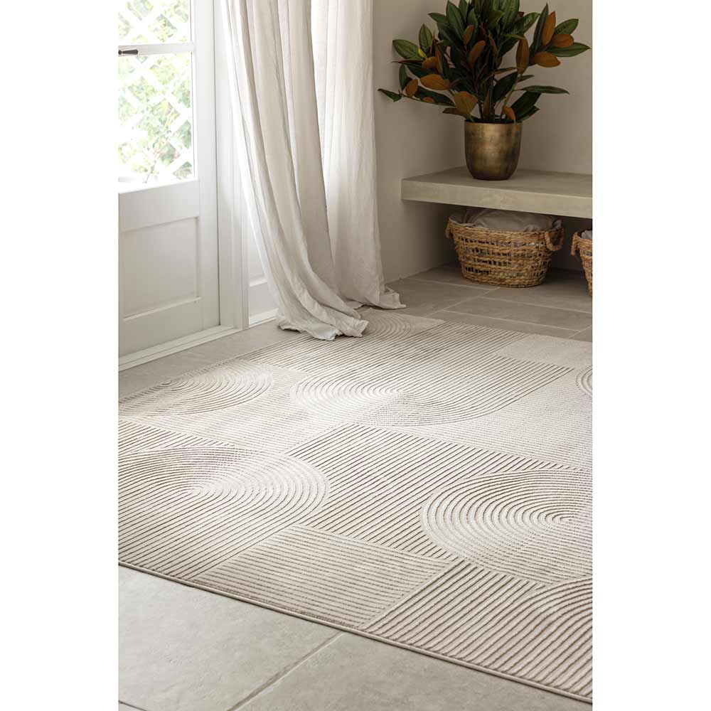 Darren Palmer Raking Rug Linen Cream in entry room at House