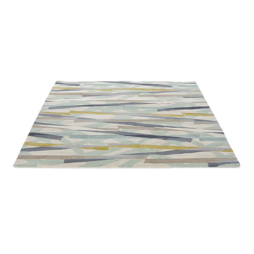 abstract blue wool Rug angled image - House