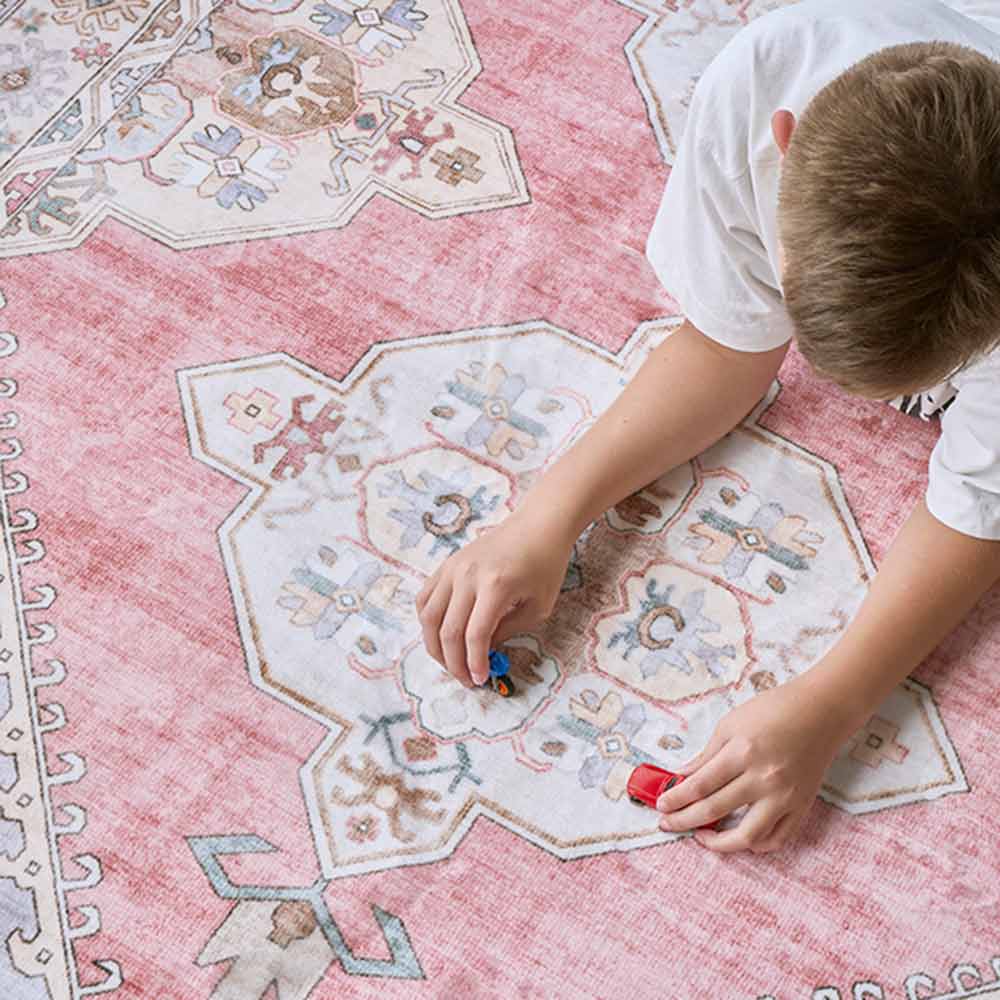 Rug Culture Revive Washable Avril Kids Rug Rose