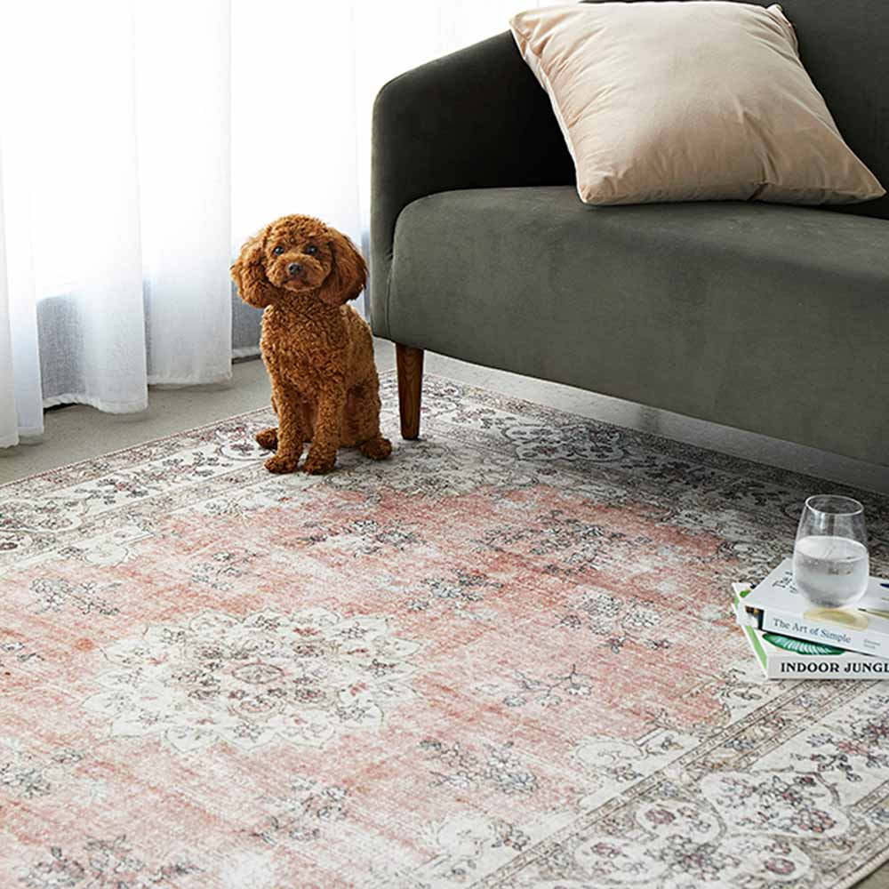 Rug Culture Kindred Washable Coco Rug Peach pet friendly