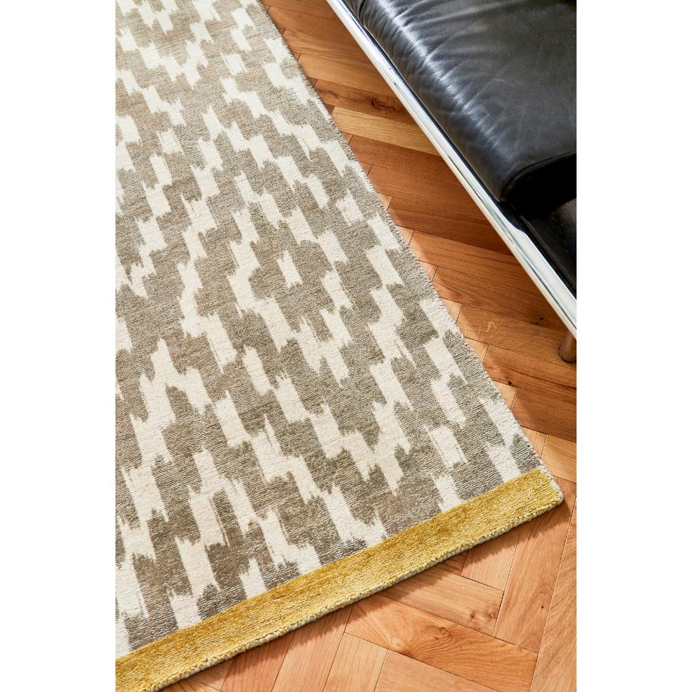 Grey geo diamond print Wool Rug with black lounge - House