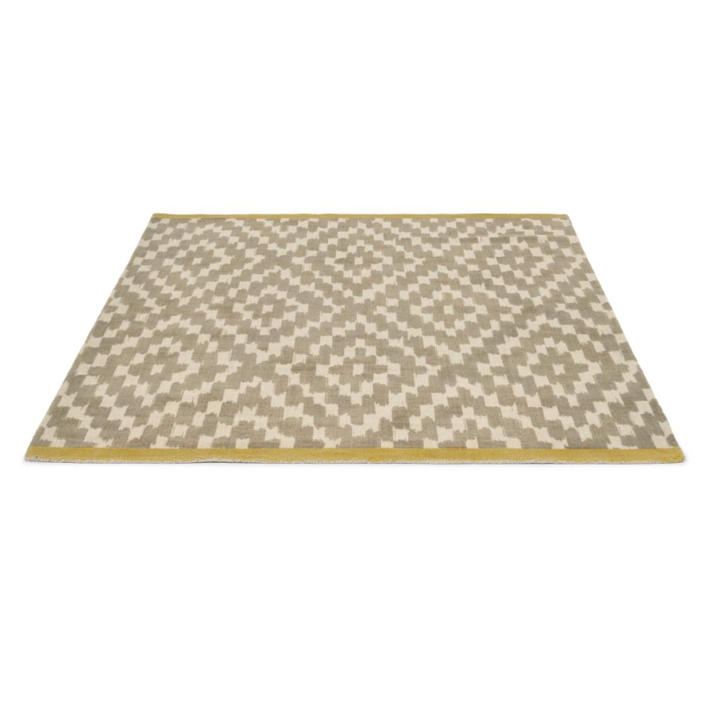 Grey geo diamond print Wool Rug angled image - House