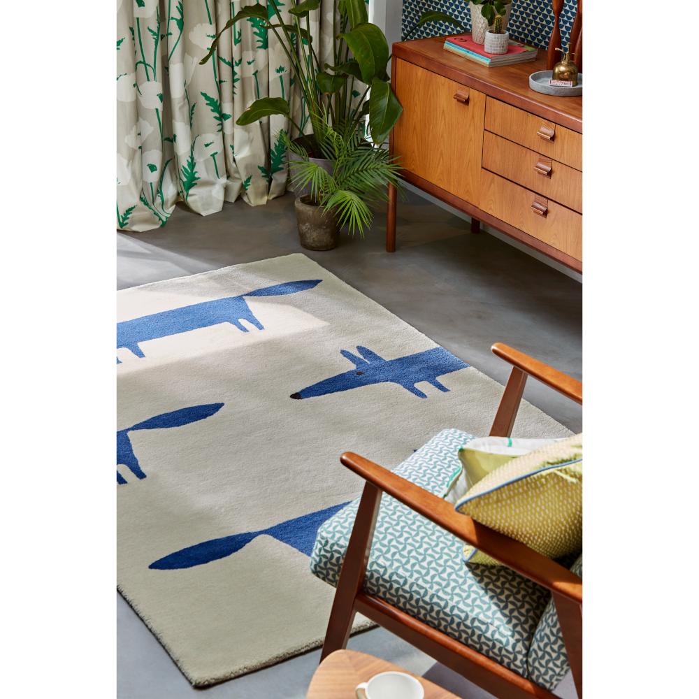 blue Fox printed kids wool Rug in sitting room - House