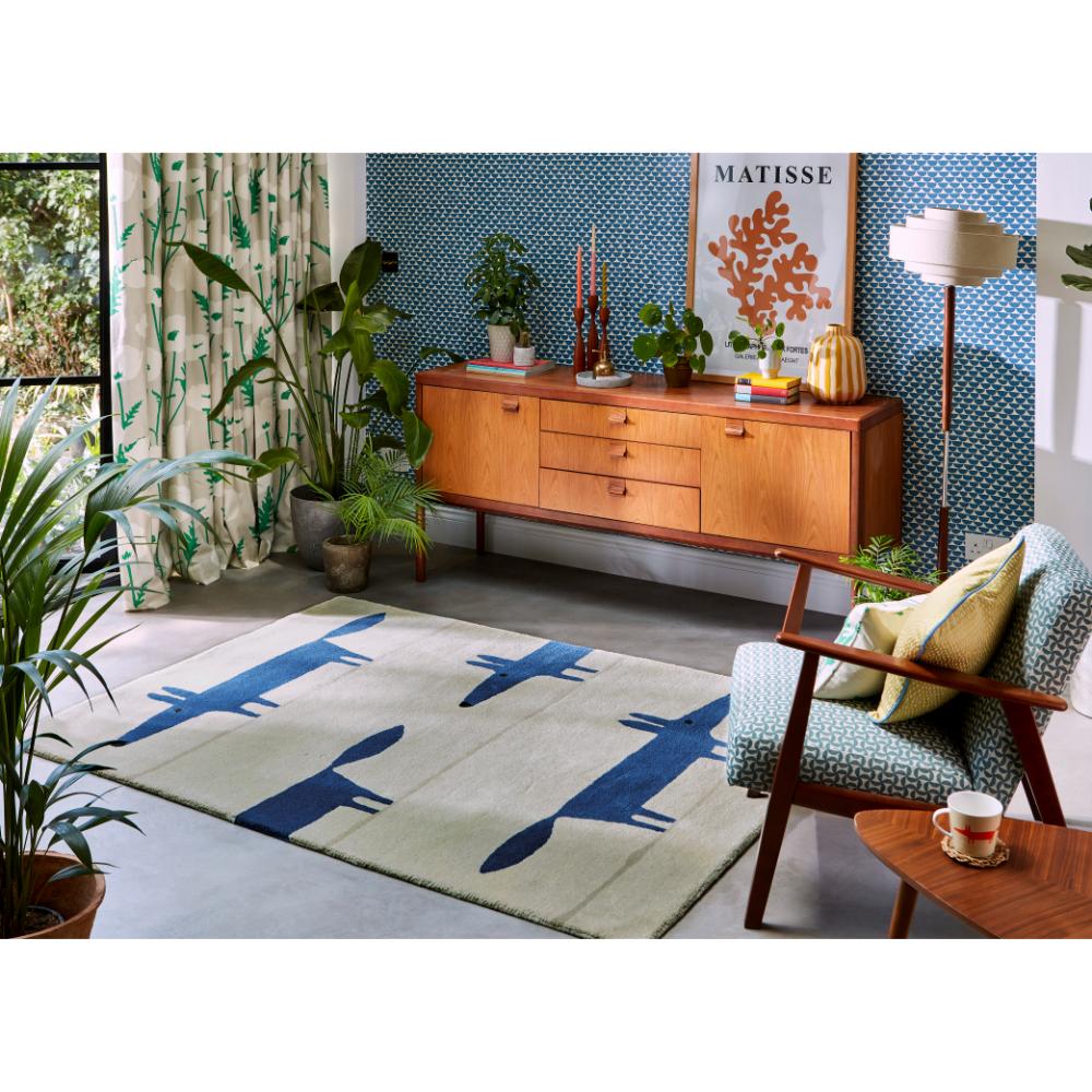 blue Fox printed kids wool Rug in sitting room - House