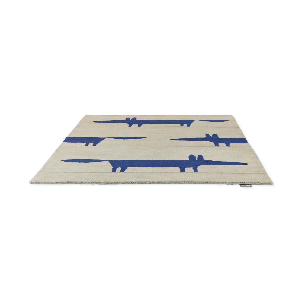 blue Fox printed kids wool Rug angled image - House