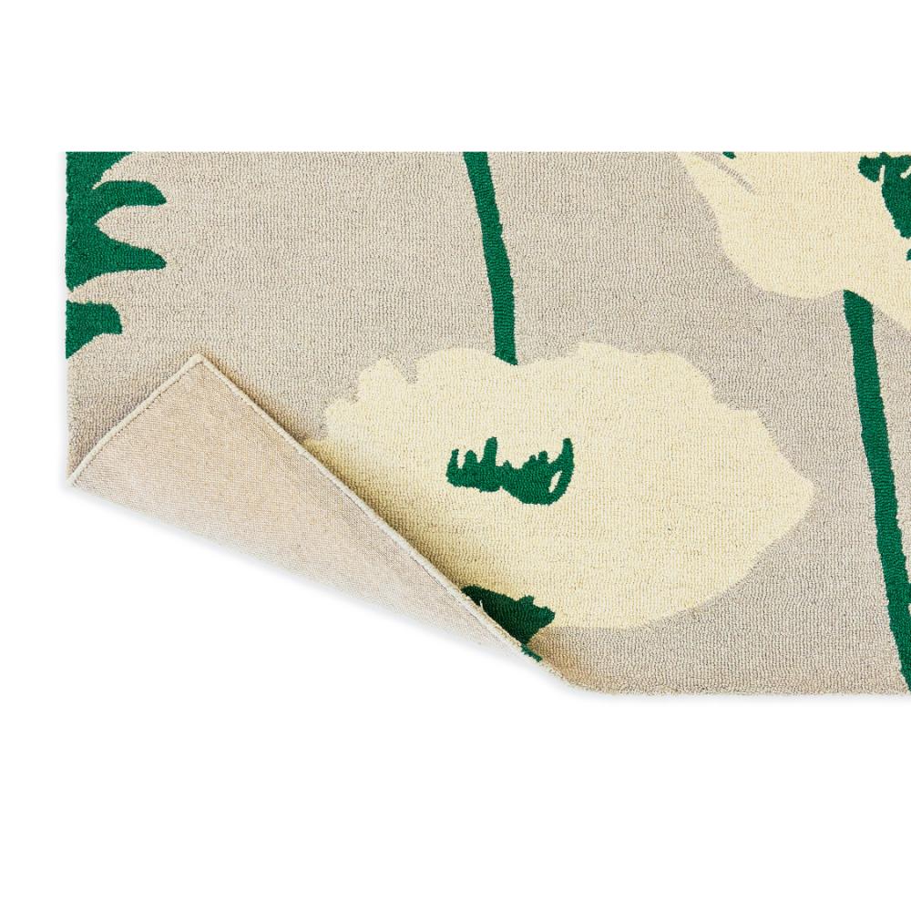 beige wool rug with cream poppies detailed image - House