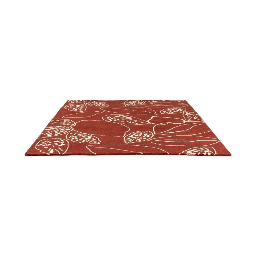 red leaf wool rug angled image - House