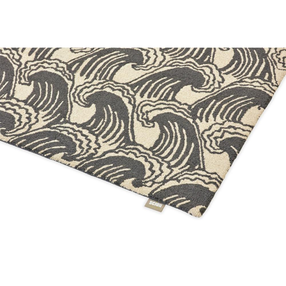 grey wave print wool rug detailed image - House