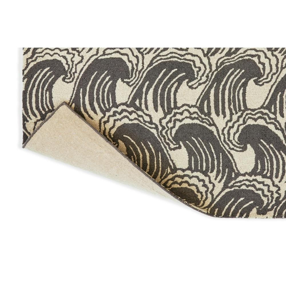 grey wave print wool rug detailed image - House