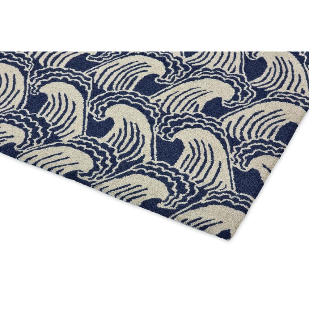 Blue wave print wool rug detailed image - House