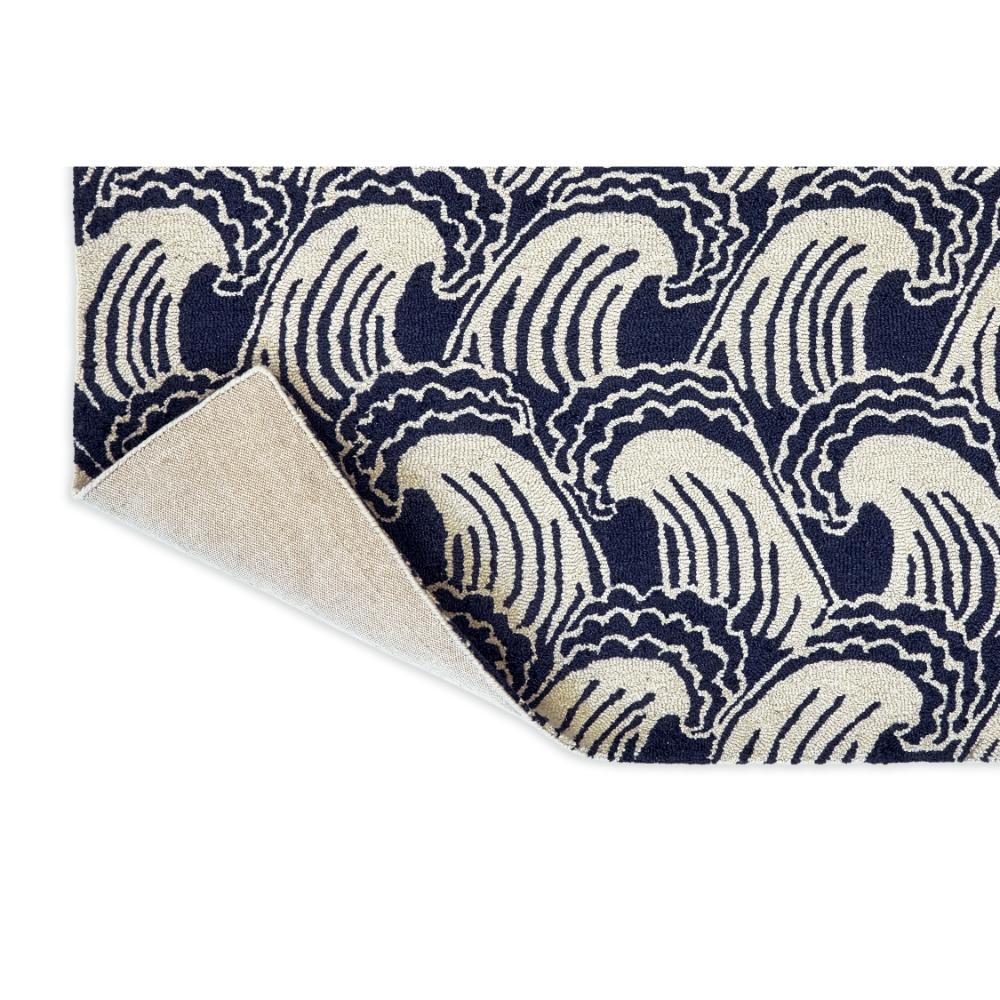 Blue wave print wool rug detailed image - House