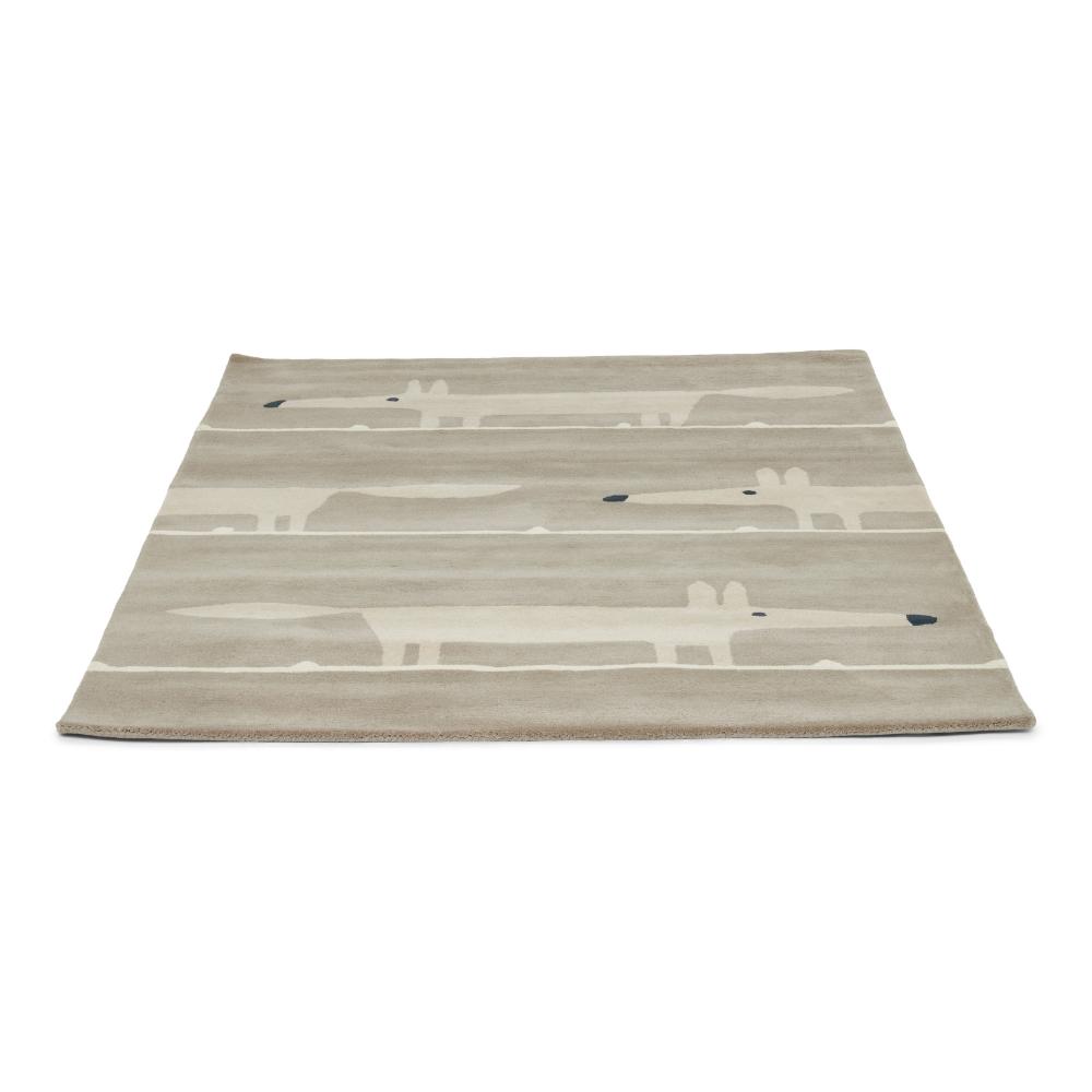 grey and white fox print wool rug detailed image - House