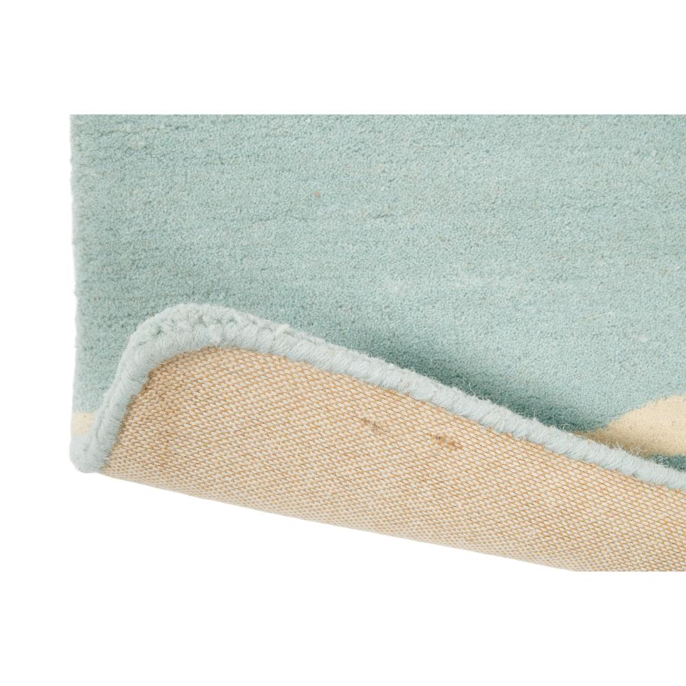 blue green and orange fox print wool rug detailed image - House