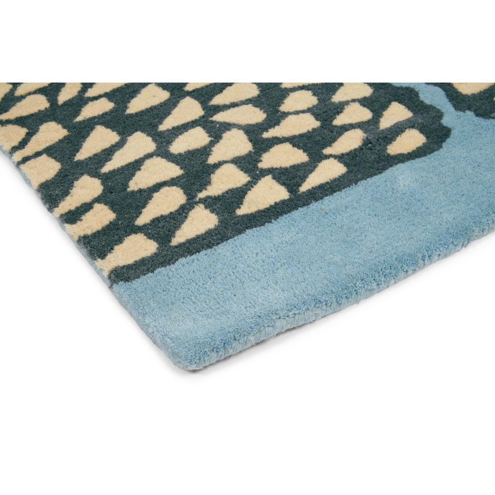 blue hedgehog design kids wool rug detailed image - House