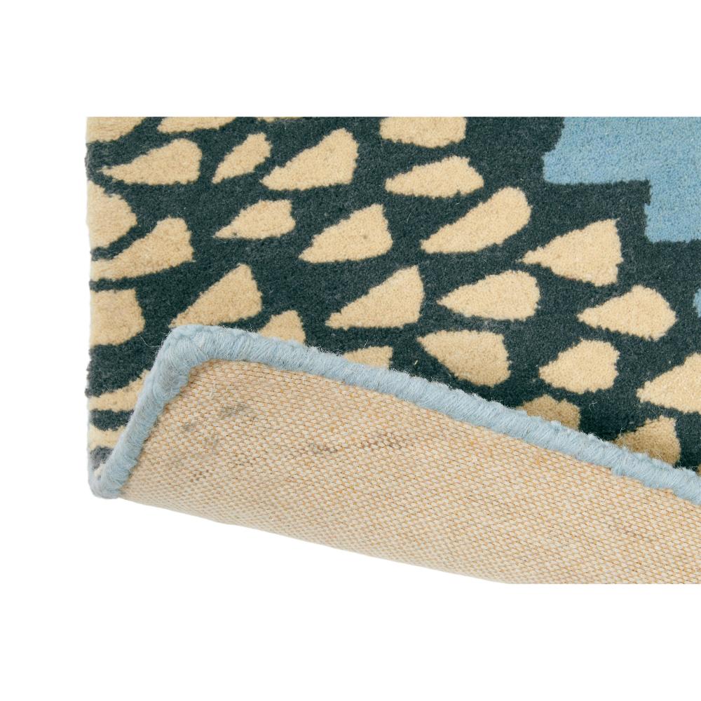 blue hedgehog design kids wool rug detailed image - House