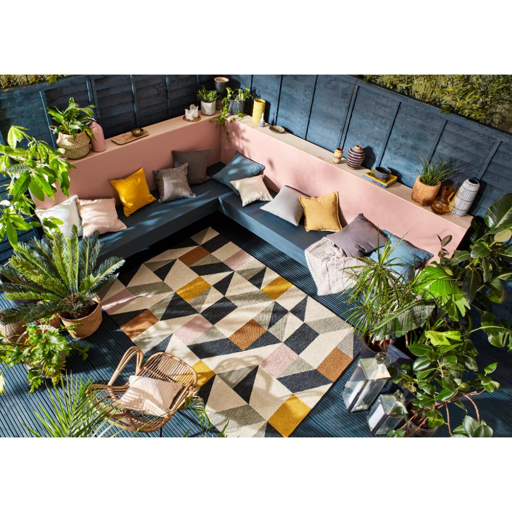 Multicolour geo print Indoor/Outdoor Rug on patio - House