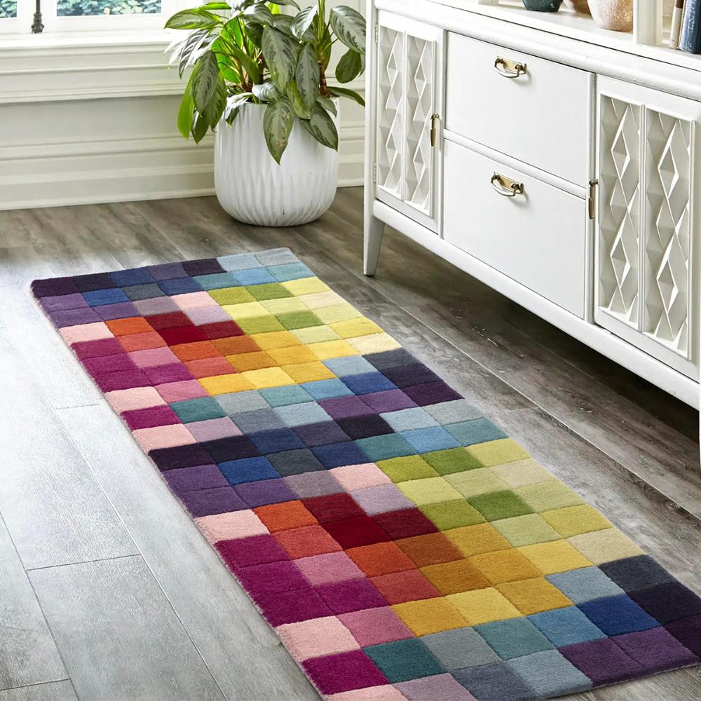 multicoloured small grid design runner