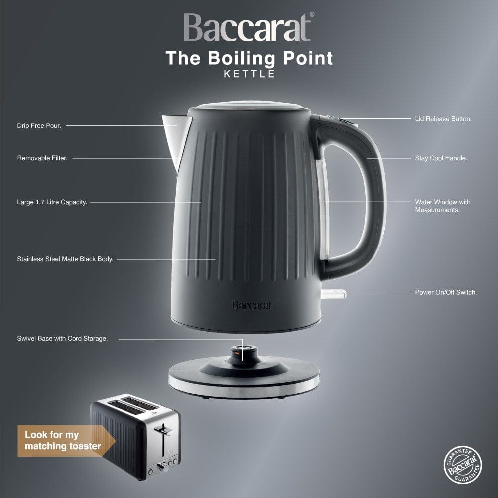 Baccarat The Boiling Point Kettle in Black infographic at House.