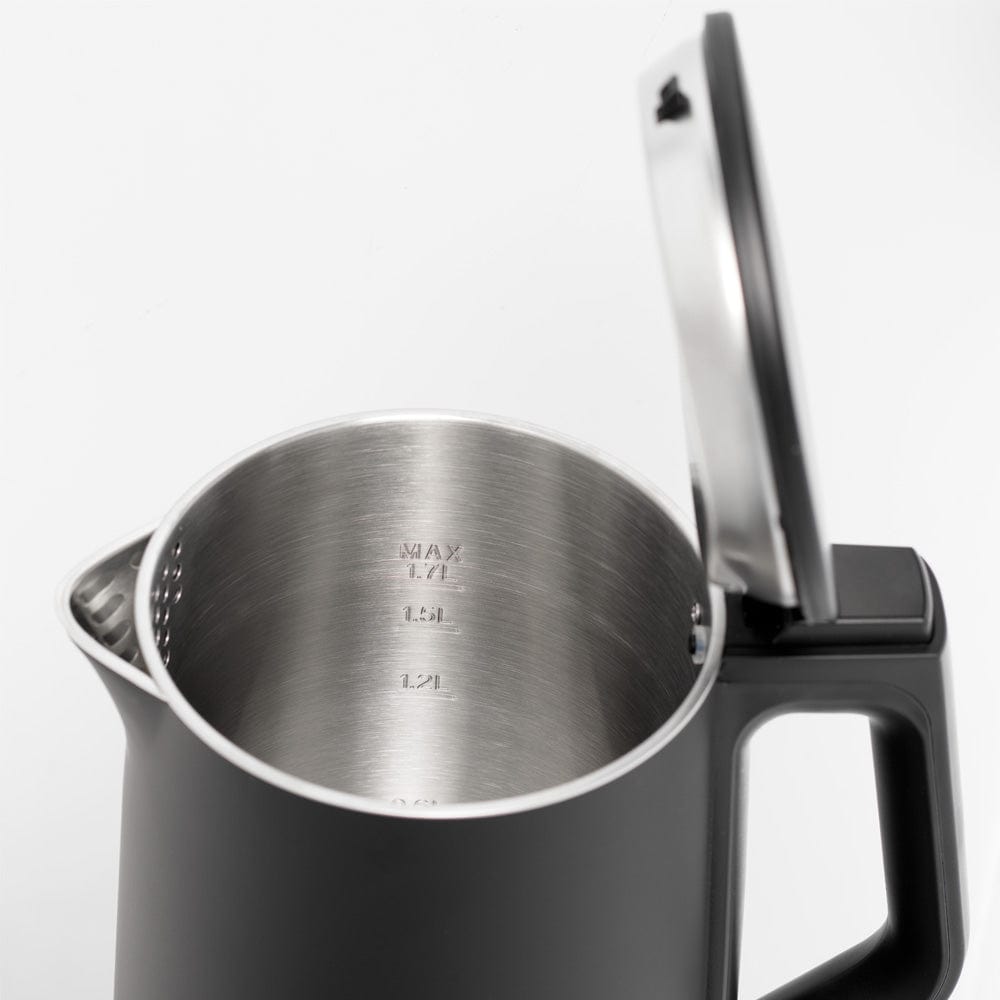 Baccarat The Boiling Point Tempcontrol Kettle in Black at House. Capacity measurements markings inside a kettle.