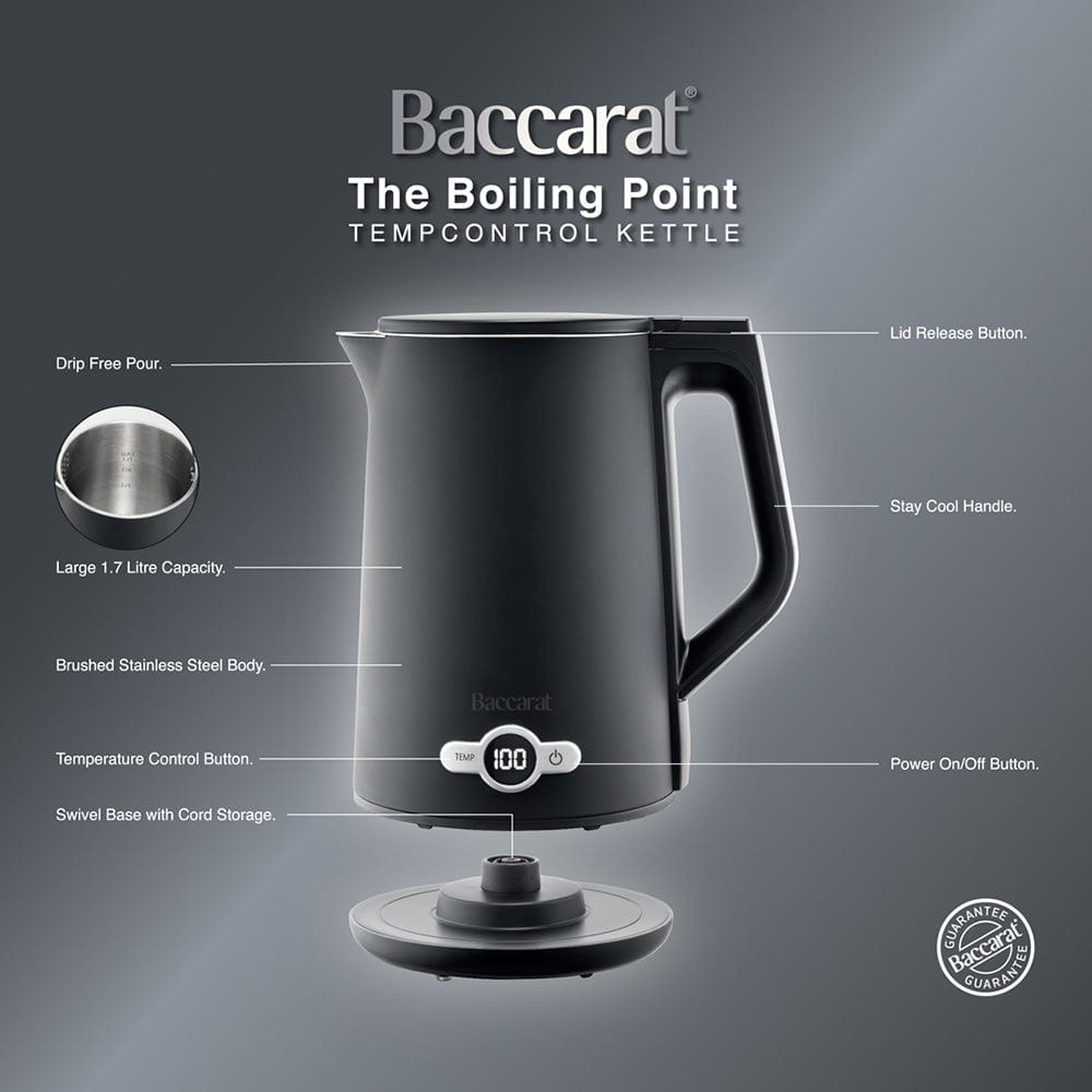 Baccarat The Boiling Point Tempcontrol Kettle in Black infographic at House.