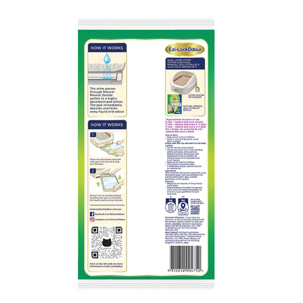 Ezi-Lockodour Extra Absorbant Cat Litter Pads 8 Pack
