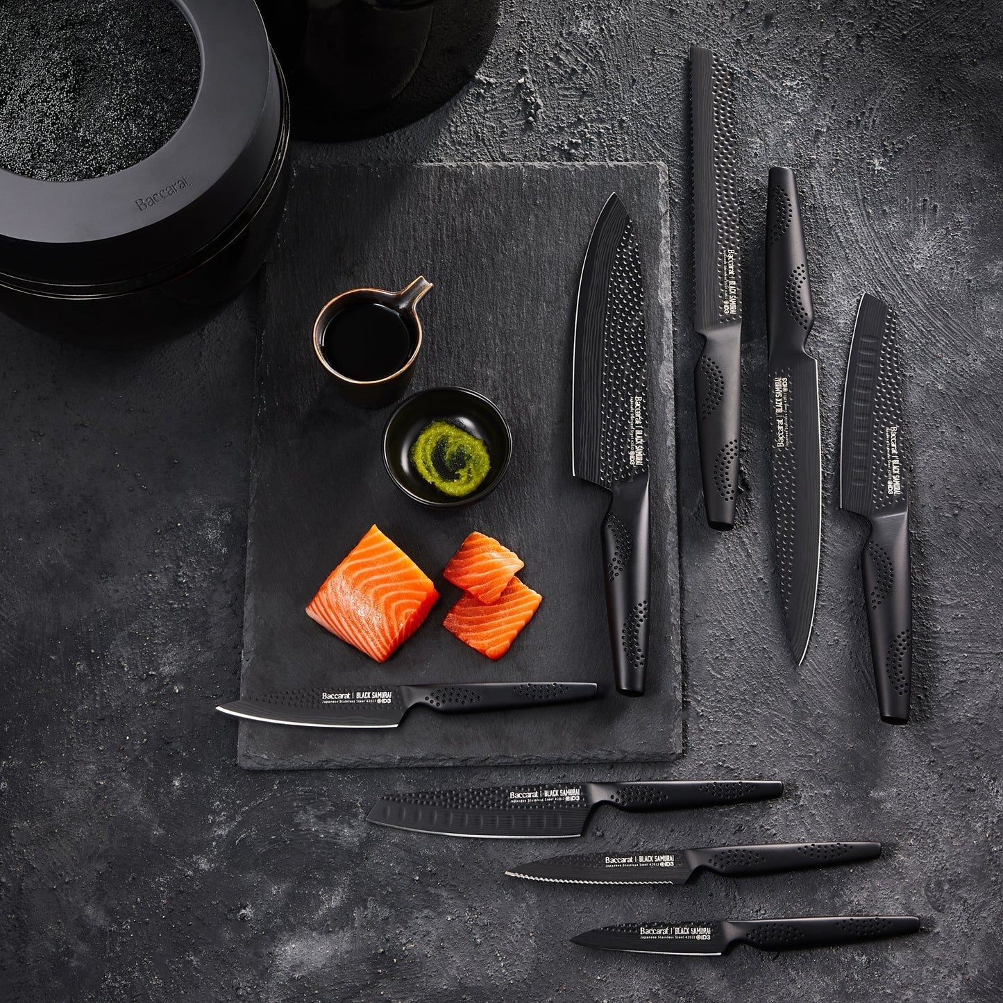 Personalisation For THE EGG by Baccarat iD3 Black Samurai Knife Block 9 Piece