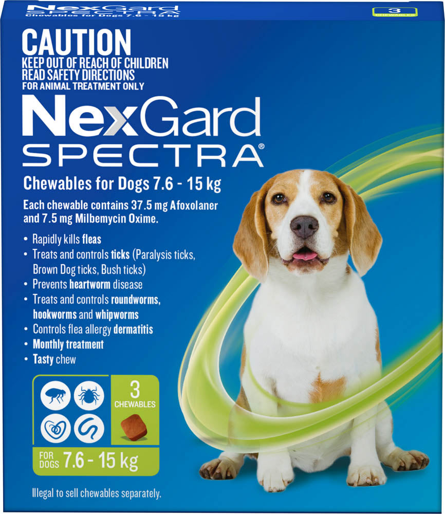 Nexgard Spectra Green For Medium Dogs 7.6 -15kg