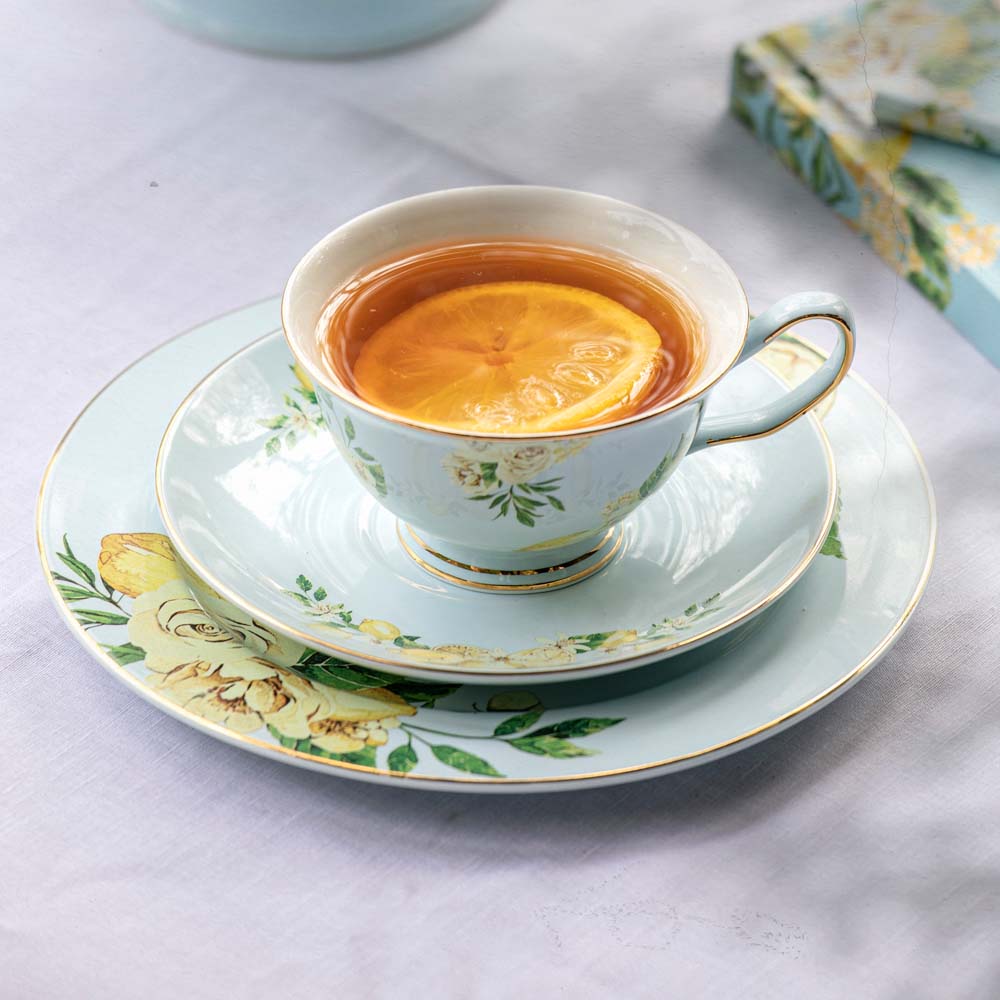 Ashdene Citrus Blooms Trio Cup Saucer & Plate Set