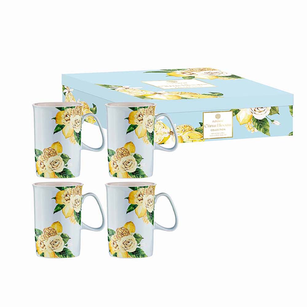 Ashdene Citrus Blooms 4 Piece Can Mug Set 350ml