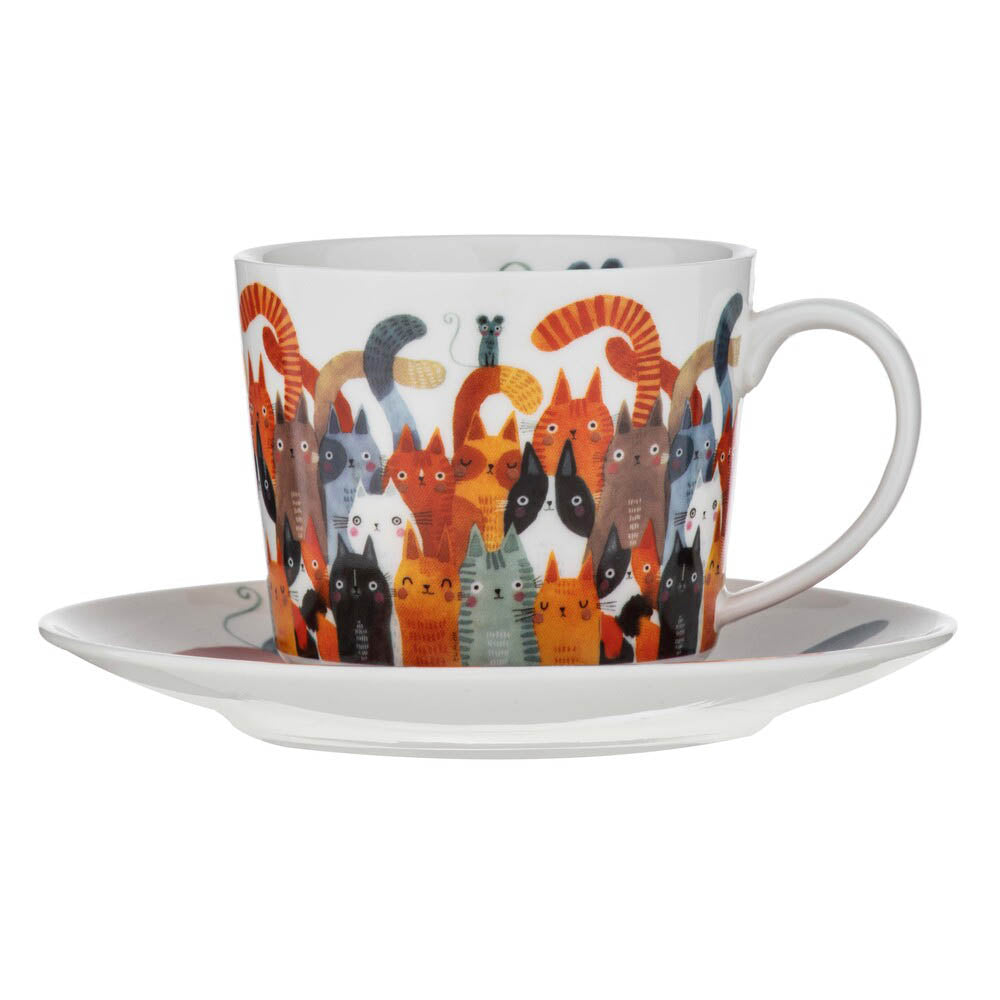 Ashdene Quirky Cats Cup & Saucer 280ml