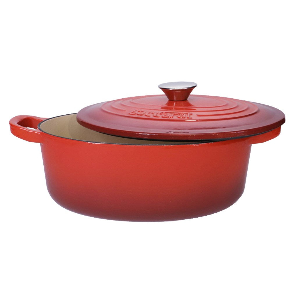 Baccarat Le Connoisseur 3.5L 27cm Cast Iron Oval French Oven with Lid Red