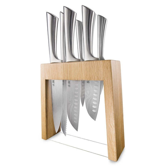 Baccarat Damashiro Mizu Knife Block 7 Piece Oak