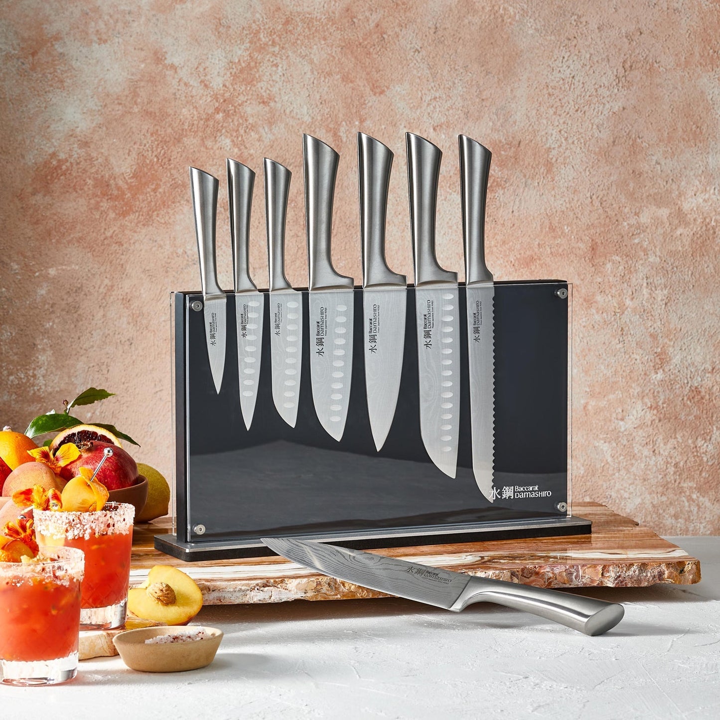 Baccarat Damashiro Nami 9-Piece Knife Block