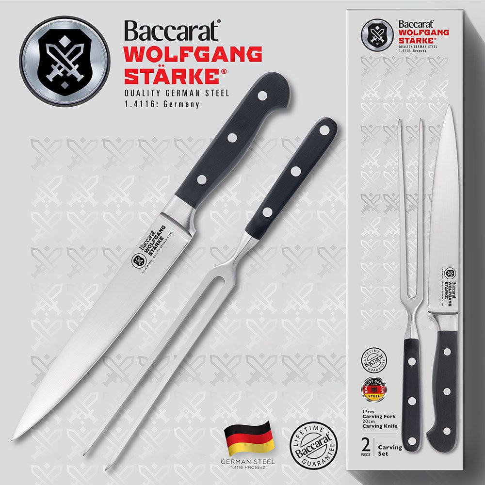 Baccarat WOLFGANG STARKE 2 Piece Stainless Steel Carving Set
