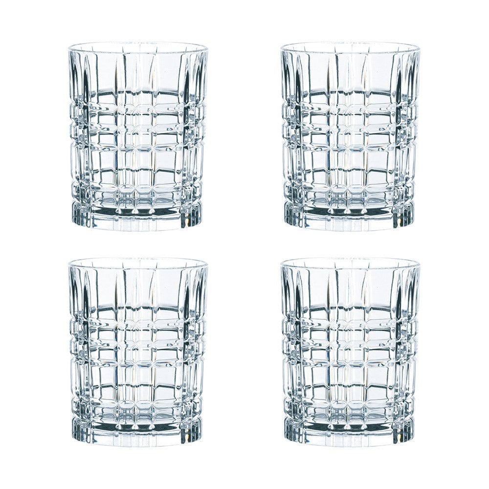 Nachtmann 4 Piece Crystal Square Whisky Tumbler Set 345ml