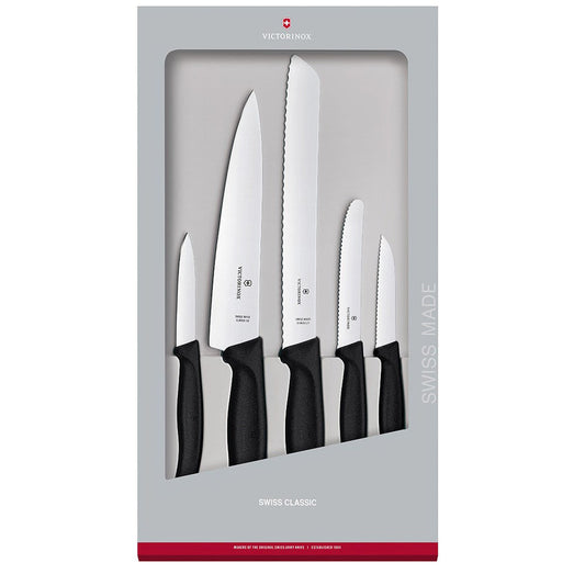 Victorinox Swiss Classic Stainless Steel 5 Piece Kitchen Knife Set Black