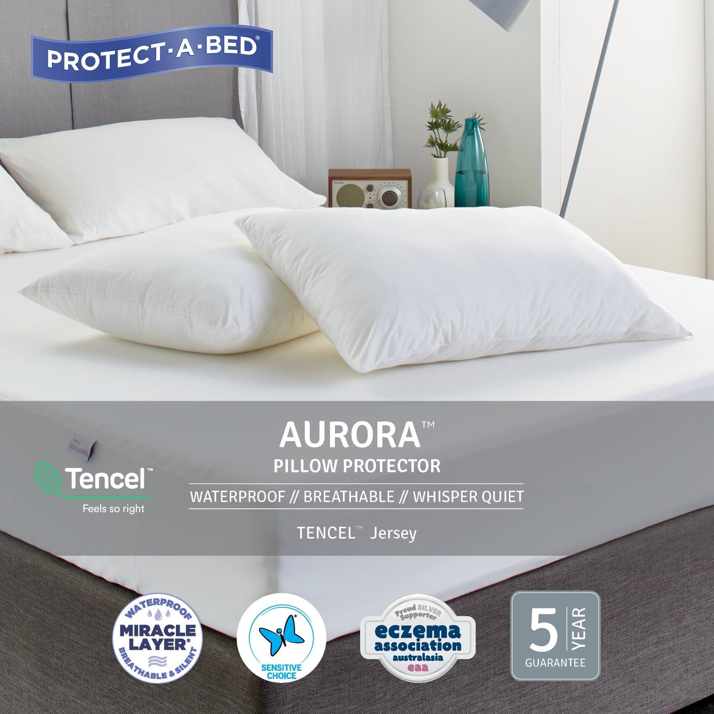 Protect-A-Bed Genesis Cotton Terry Waterproof Standard Twin Pack Pillow Protectors