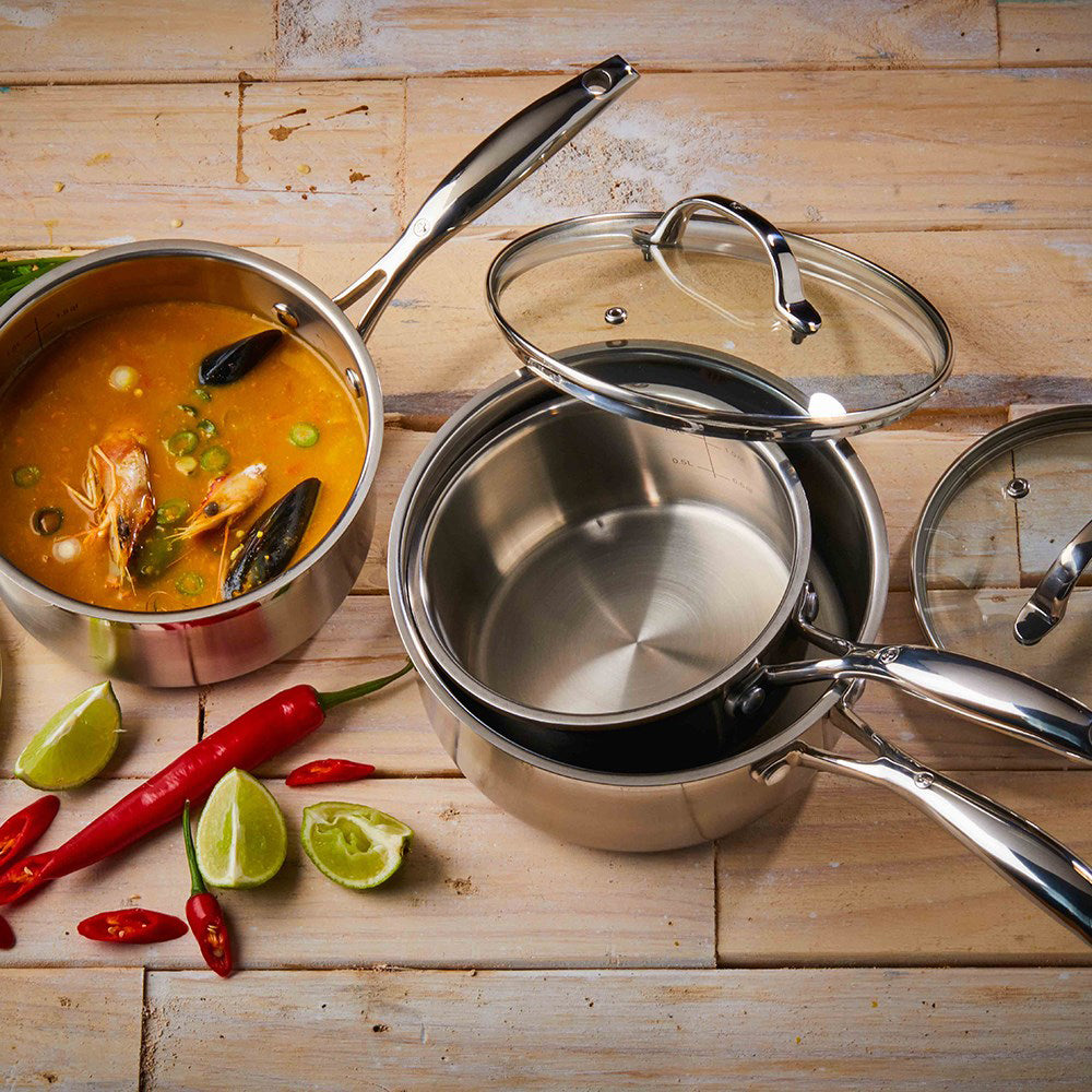 Swiss Diamond Premium Steel Induction 3 Piece Saucepan Set