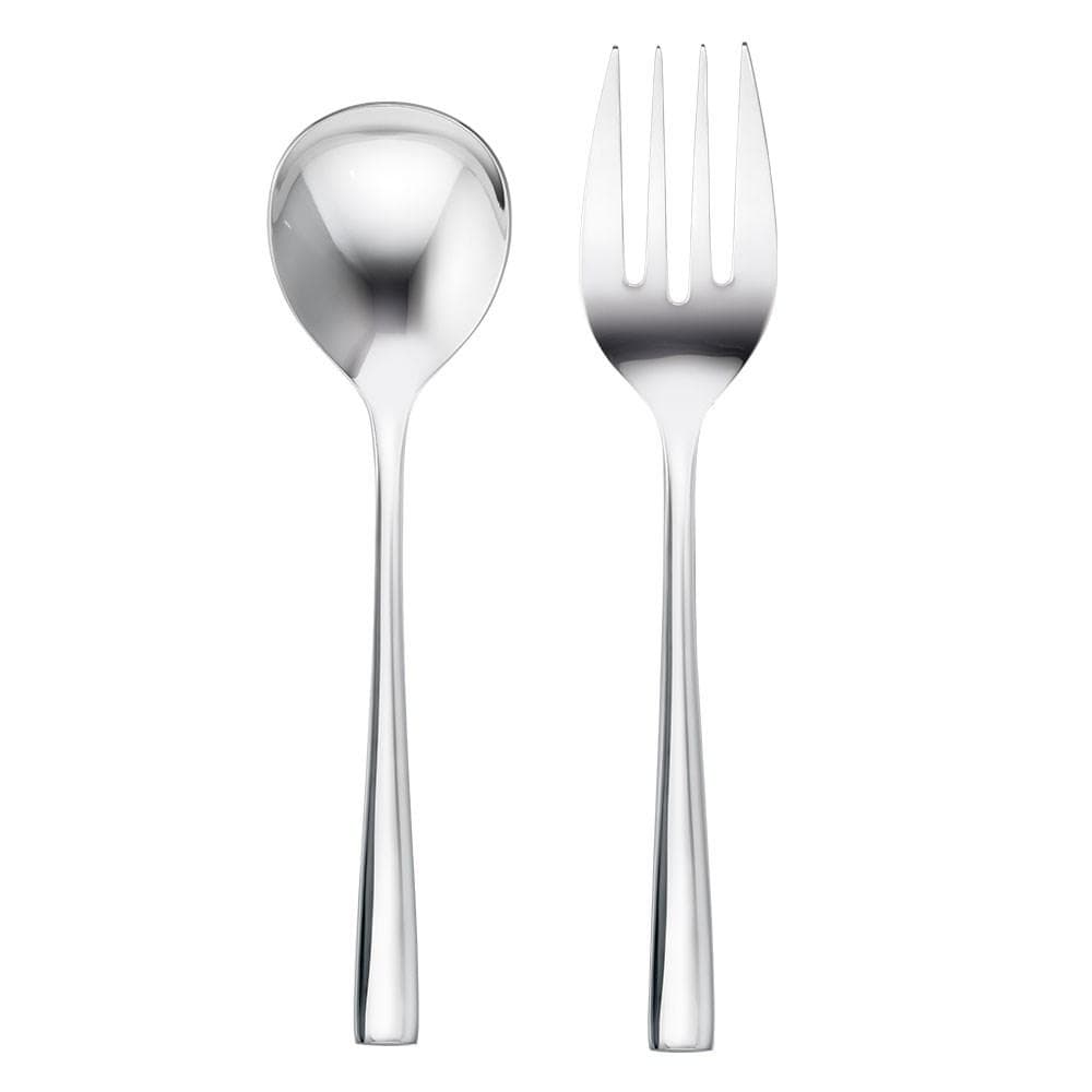 Alex Liddy Arlo Stainless Steel Salad Fork & Spoon Set Silver