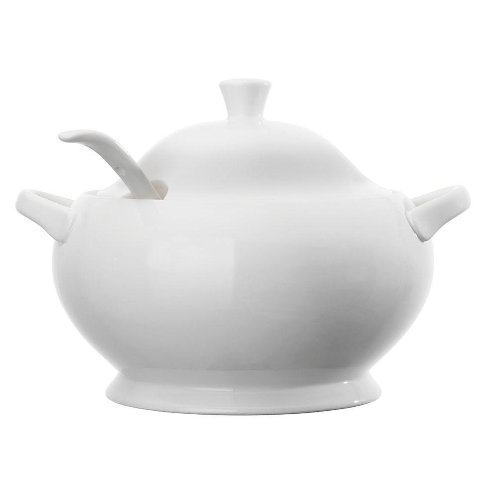 Ambrosia Ashton Porcelain Soup Tureen with Lid & Ladle 3L White