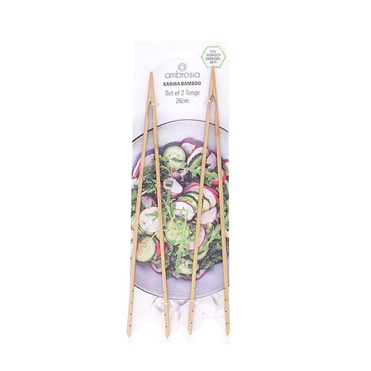 Ambrosia Karira Bamboo Tongs 26cm Set of 2